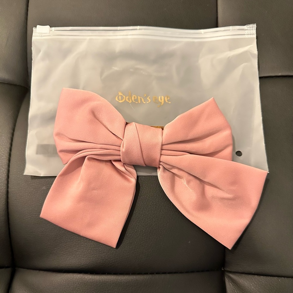 Oden’s Eye Mauve Pink Hair Bow with Clasp - Large - Comes with Protective Pouch